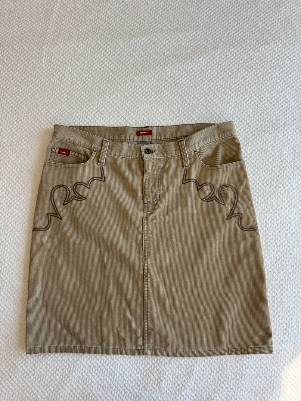 Hollister Co. Vintage Y2K Tan Corduroy Western Embroidered Mini Skirt Size 6